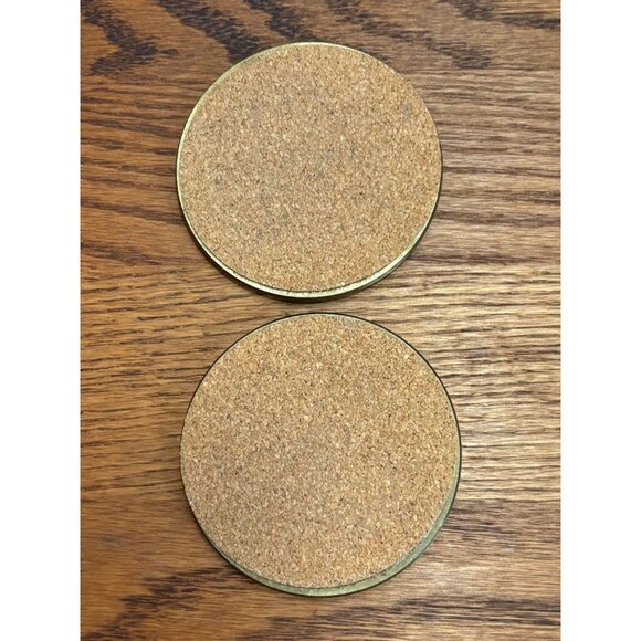 125 South Wacker Drive Chicago Brass & Cork Coaster Set With Holder Office Tower - Picture 6 of 6